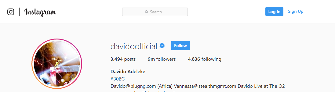 Davido Becomes 1st Nigerian Celebrity To Get 9 Million Folowers On Instagram