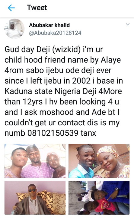 Abubakar Khalid: Wizkid's Childhood Friend Searching For Him For Over 12 Years