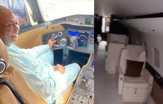 Davido’s billionaire dad, Adedeji Adeleke’s m Bombardier express jet is of the nature of a luxury (Video)