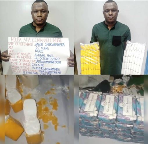 Cocaine Packaged As
Tablets Of Bathing Soap
Intercepted At Enugu Airport
(Photos/Video)