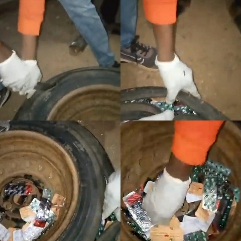 NDLEA Operatives Arrest Man With Drugs Concealed Inside His Tyre Along The Abuja-Kaduna Road (Video)