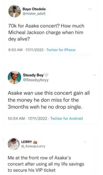 Asake Trends Over Claim of His N70k VIP Ticket