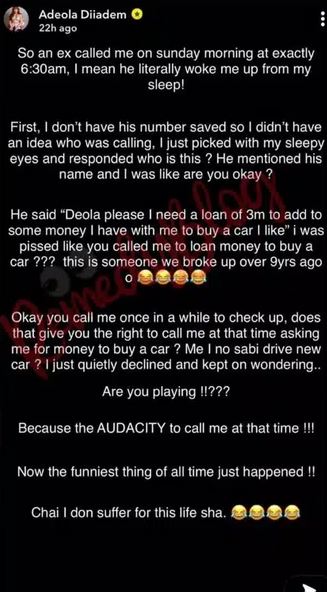 Adeola Diiadem Shares Experience With Ex-boyfriend Who Requested To Borrow N3M To Buy Car For Girlfriend
